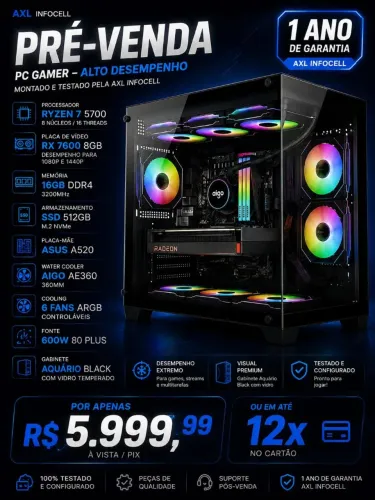 PC GAMER RYZEN 7 NOVO ( PRÉ VENDA )