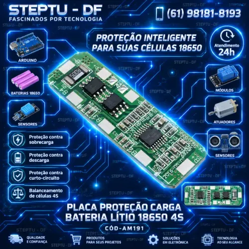 Bms Placa Proteção Carga Bateria Lítio 18650 4s Arduino Automação Robotica COD-AM191