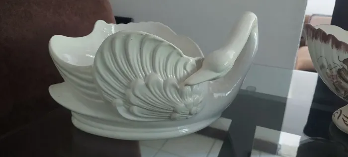 Antiga Floreira Fruteira Cisne Em Cerâmica Antonioli