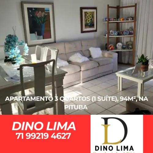MARAVILHOSO APARTAMENTO 3 QUARTOS SENDO 1 SUITE 94M² PITUBA SALVADOR BAHIA