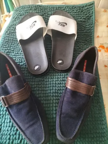 Mocassim De camurça azul Baeta 39 grátis chinelo Nike