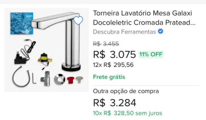 Torneira Docol eletrônica com sensor de mesa bivolt 