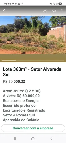 lote no setor alvorada Sul-Aparecida de goiânia