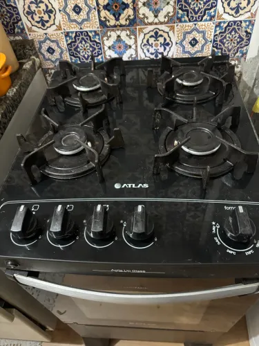 Fogão Atlas Agile Up Glass 4 Bocas Preto - Forno Grande e Funcionando Perfeitamente