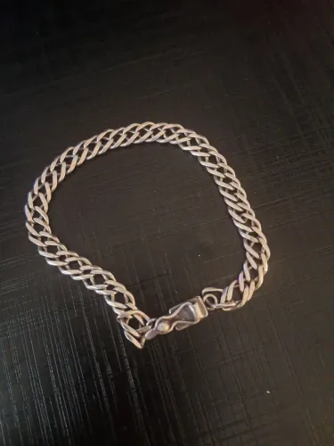 Pulseira de prata gomo duplo e trava caixão