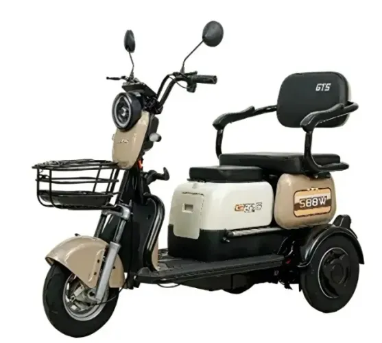 TRICICLO ELETRICA T5 500W BRANCO/BEGE BATERIA DE CHUMBO 60V MARCA GTS - JD-21