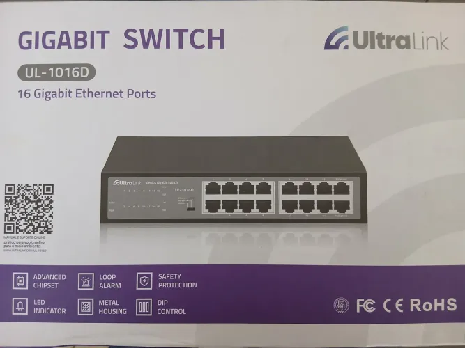 Switch 16 portas ultralink novo