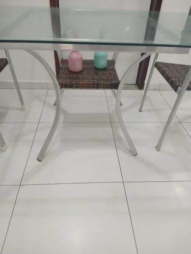 Mesa 6 Cadeiras Para Área Goumert ou casas de condominio fechadol de vime vidro e alumini