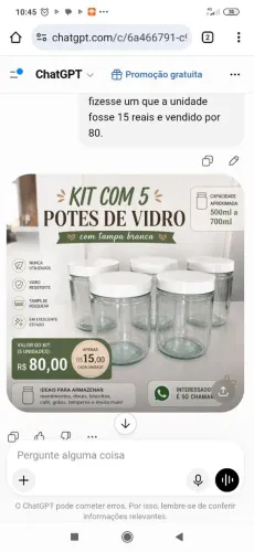 Kit 5 potes de vidros 