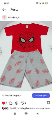 Conjunto Menino Personagem homem aranha