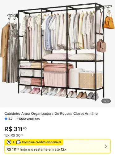 Cabideiro arara - guarda roupas novo