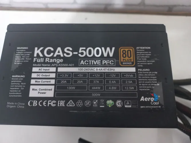 Fonte Gamer Kcas 500W 80 Plus / Garantia