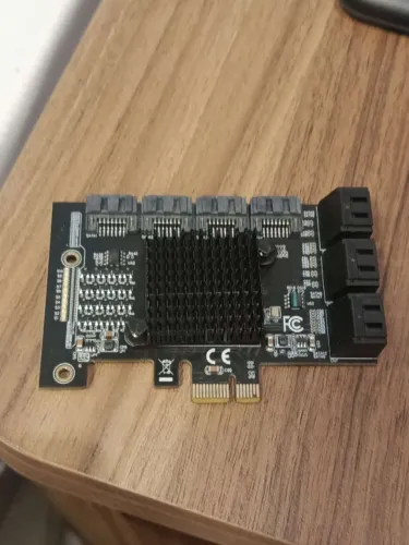 Placa PCIe 6 SATA com cabos e CD