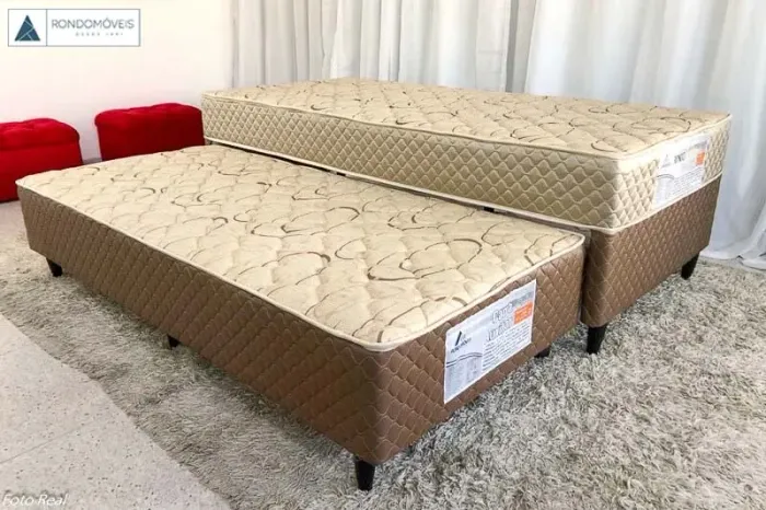 Cama Solteiro Duo Box + Cama Auxiliar 88x188x60 Espuma D33
