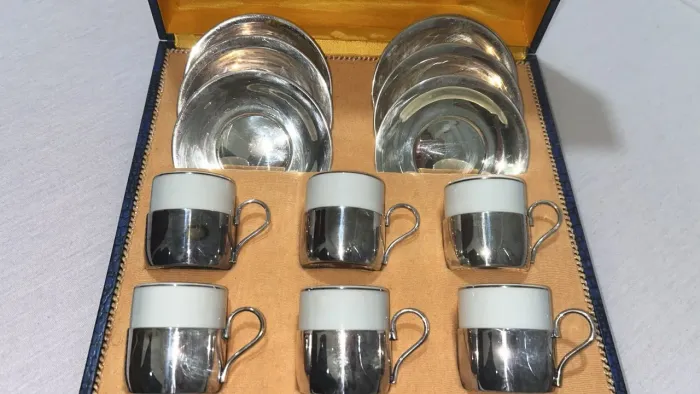 Conjuntonde chá, ou café de prata vontage , anos 1940 a 1960 ,lindas peças