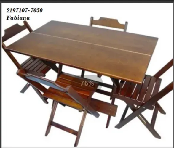 Mesa 1.20x70 com 4 cadeiras em madeira