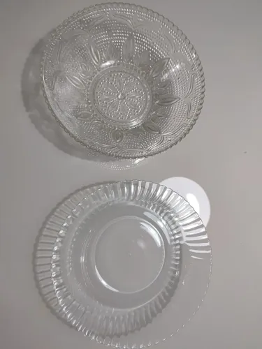 Kit 2 Tigelas de Vidro Trabalhado - Saladeira e Fruteira Transparente