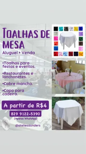 Aluguel e venda de toalhas de mesa