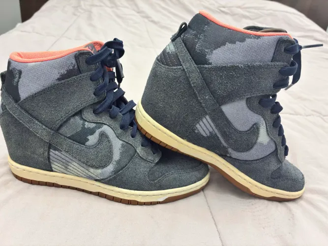 tênis nike dunk sky hi print camuflado 35 salto 6cm