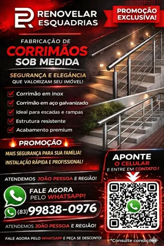 Corrimão em inox e aço galvanizado