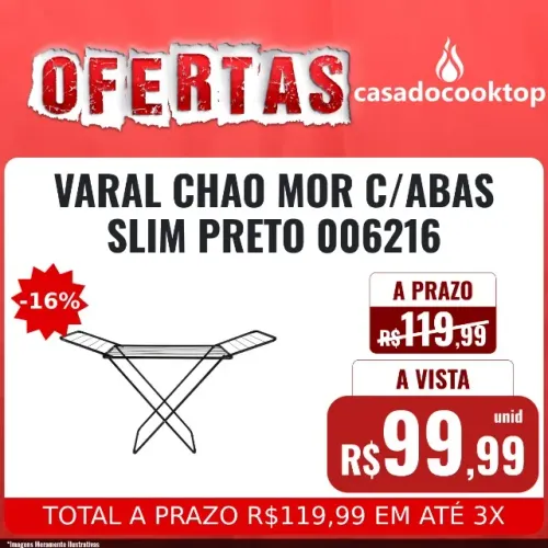 VARAL CHAO MOR C/ABAS SLIM PRETO 006216