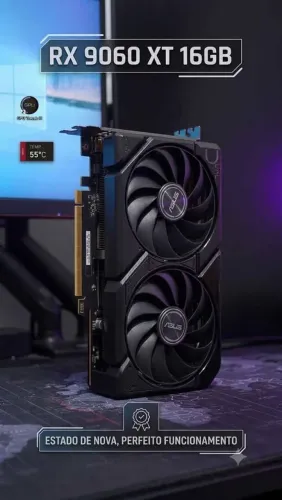 Placa de Vídeo Asus Dual Radeon RX 9060 XT 16GB GDDR6 (Impecável)