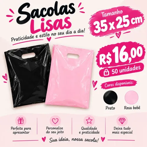 Sacola Plástica Boca de Palhaço 35x25 cm