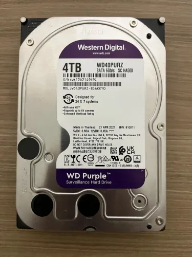 Disco rígido interno Western Windows purple surveillance wd40purz 4tb. Velocidade 5.400 