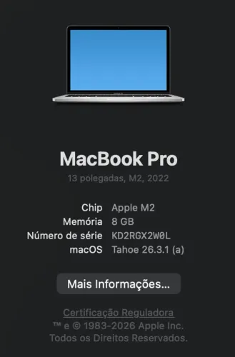 MacBook Pro 13pol Apple M2 (2022) - Excelente Estado