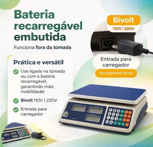 Balança digital 40 kg nova display duplo e bateria recarregável 