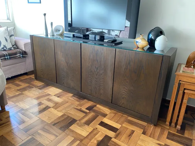 Buffet em MDF folheado de madeira (aparador 2M comprimento)