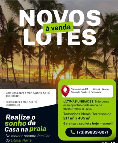 Terreno na praia/ pé na areia