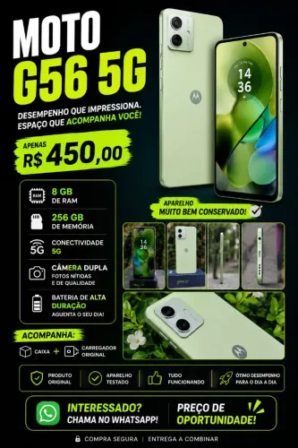Moto G56 5G 256GB | 8GB RAM ? R$ 450