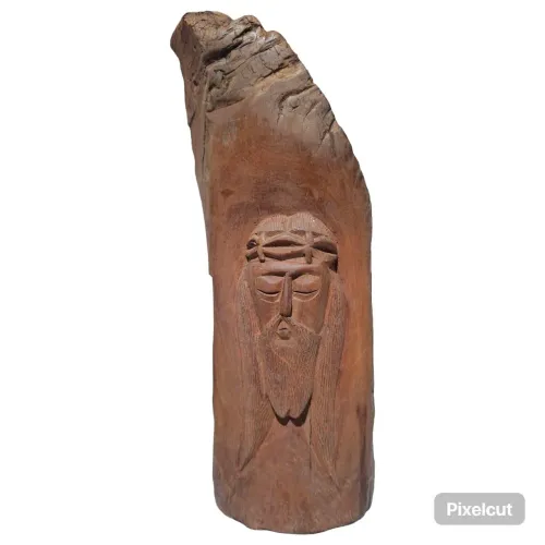 Escultura de madeira face de jesus