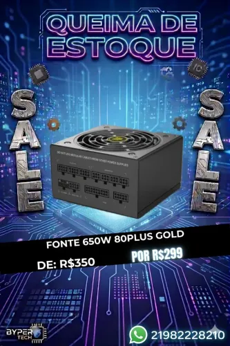 Fonte Full modular 650w 80 plus Gold, Revenger, Preta, Lacrada