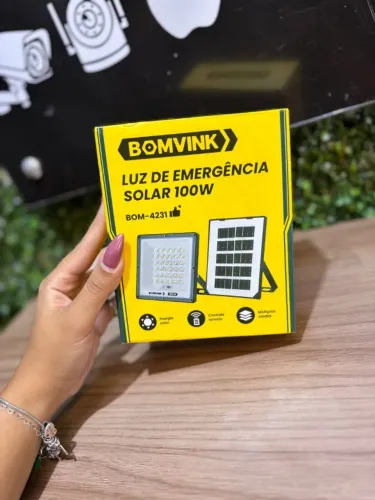 Refletor/Luz de Emergência Solar 100W BOM-4213 BOMVINK