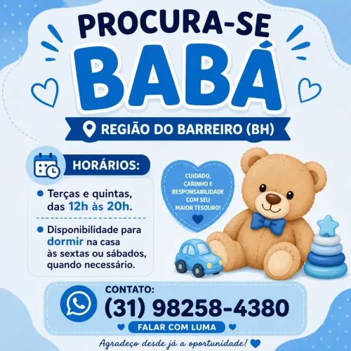 Procuro babá região do Barreiro 