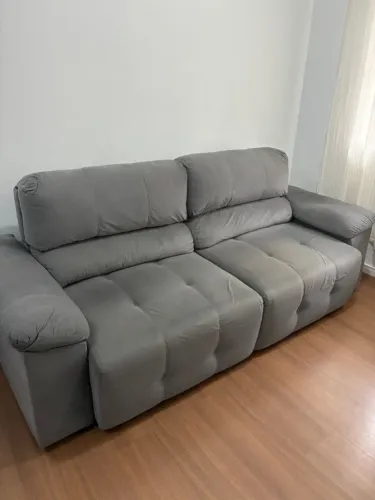 sofá linz retrátil 3 lugares cinza