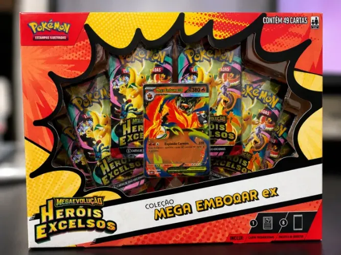 Pokemon Box Heróis Excelsos Mega Emboar EX |