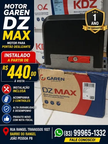Motor para portão Garen DZ Max TSI 1/3HP com instalação já inclusa, F12831-GCT
