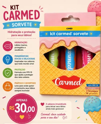 Carmed Sorvete 3unidades
