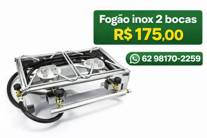 Fogão 2 bocas inox 
