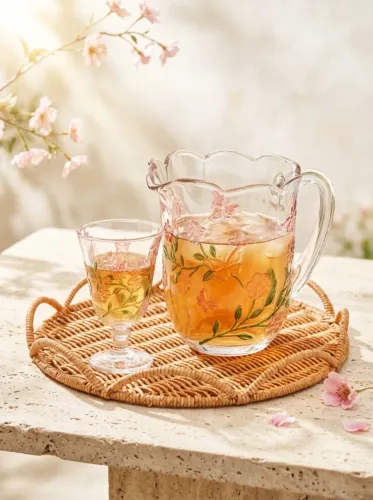 CONJUNTO JARRA COM 6 TACAS LYS HAND PAINTING 1,5L/240ML CRISTAL