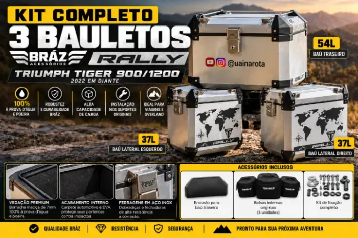 Kit Completo 3 Bauletos Bráz Acessórios Rally - Triumph Tiger 900/1200