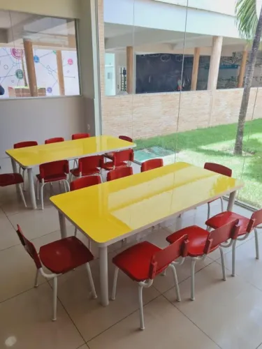 Conjunto Refeitório Cm Escolar 08  Lugares  Retangular Infantil 