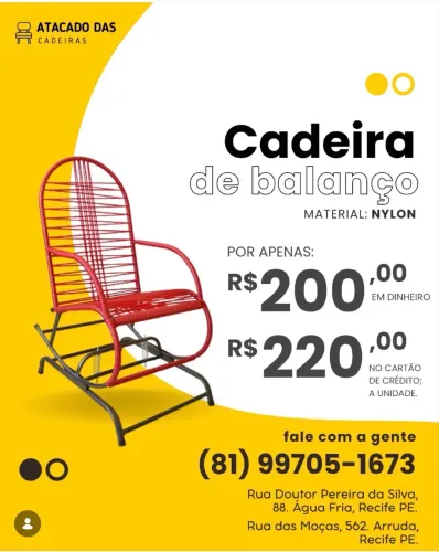 Cadeira de balanço é no Atacado das Cadeiras