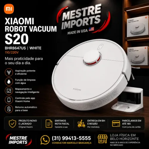 Robô Aspirador Xiaomi Vacuum S20 Bivolt Branco Novo Lacrado