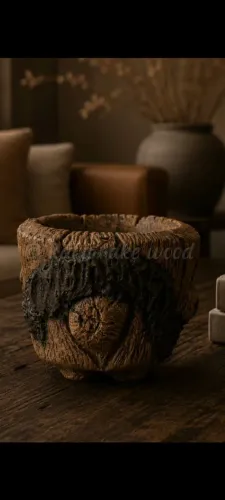 Vaso de Cimento estilo "fake wood"