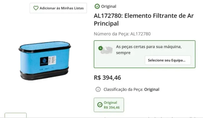 PEÇAS JHON DEERE NOVAS