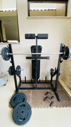 Academia em Casa Completa: Banco Supino Regulável + Barra + 40kg de Anilhas